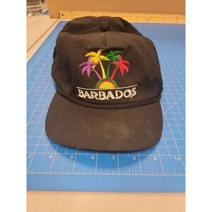 Hey Mon Barbados Black Cap Hat‎ Palm Tree Graphic Adjustable Strapback